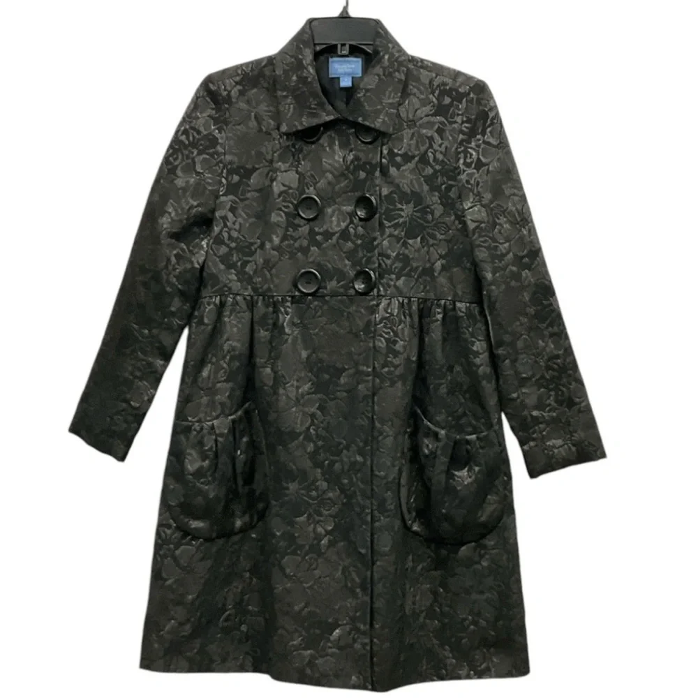 Simply Vera Vera Wang Longseeve Black Floral Metallic Button Jacket Womens Large - Picture 1 of 6
